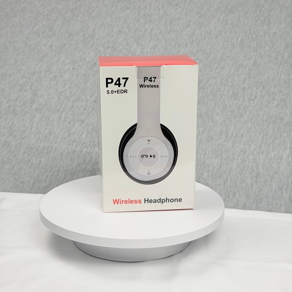 P47 Wireless Headphones Bluetooth 5.0+EDR Foldable Over-Ear Headset White/Black